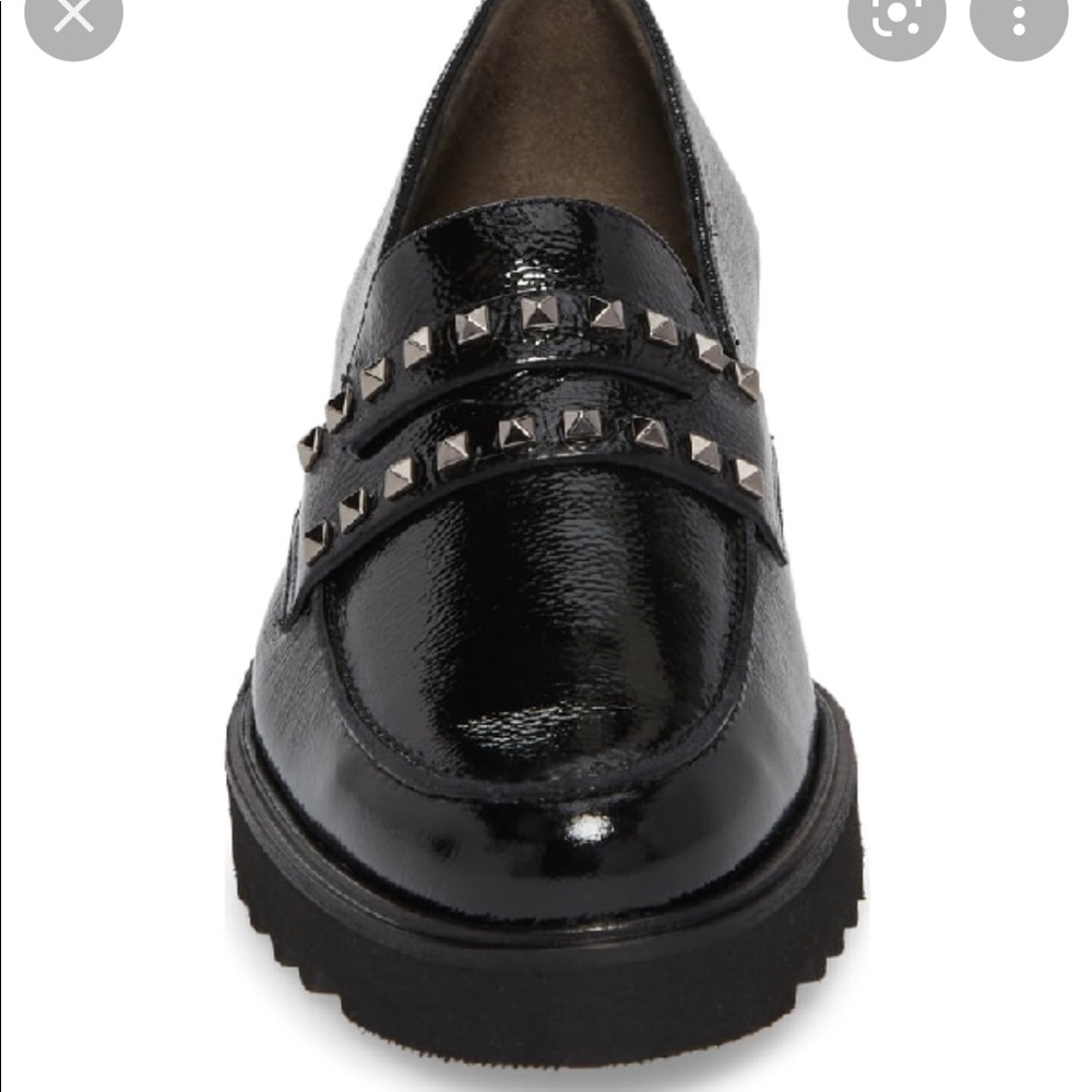 Paul Green Sofia Loafer in Black Crinkled w studs